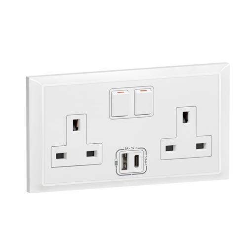 2G single pole BS switched socket outlet