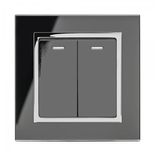 Crystal CT Rocker Light Switch 2G/2W Bl